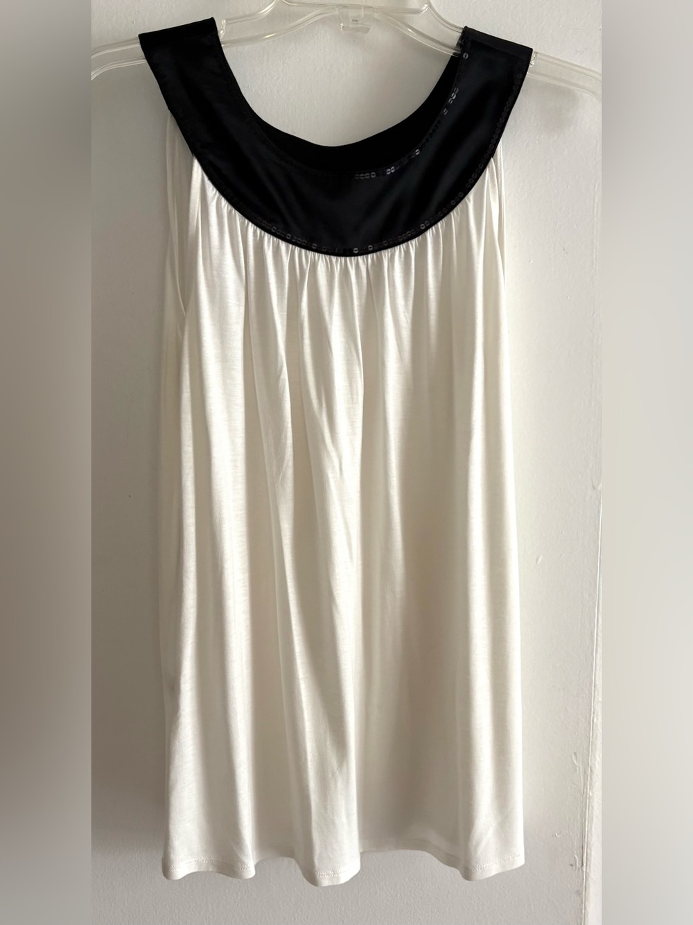 Express White Black Sequined Top Medium